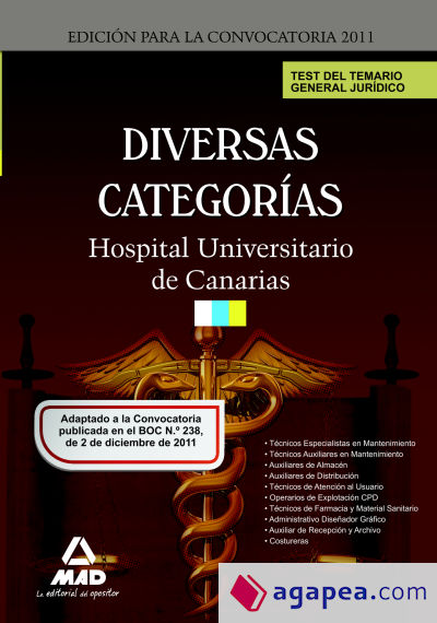 Test del Temario general jurídico para diversas categorías del Complejo Hospitalario Universitario de Canarias