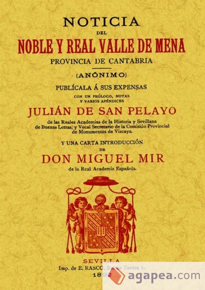 Noticia del noble y real Valle de Mena. Provincia de Cantabria