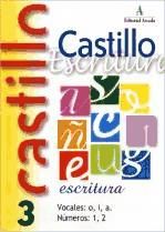 Portada de Castillo de escritura 3. Vocales: o, i, a. Números: 1, 2