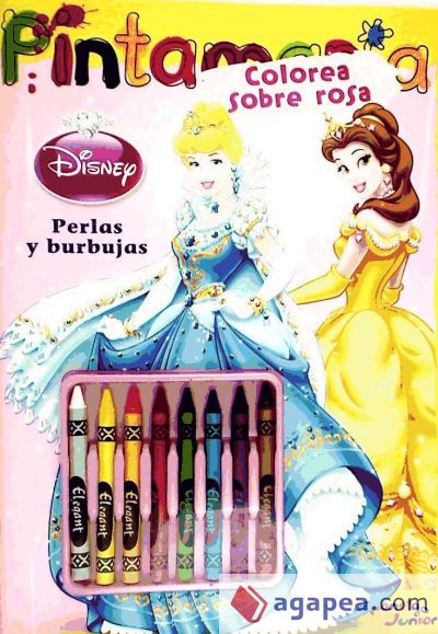 Princesas Disney. Perlas y burbujas: Colorea sobre rosa