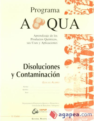 Disoluciones y contaminación. Guía del alumno Disoluciones y contaminación. Guía del alumno