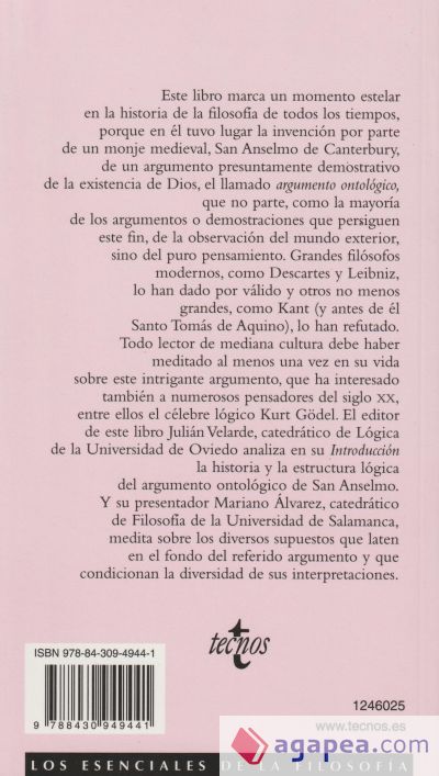 Proslogion. Con las réplicas de Gaunilón y Anselmo