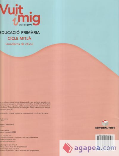 Vuit i mig 11. Quadern de càlcul. Cicle Mitjà Vuit i mig 11. Quadern de càlcul. Cicle Mitjà