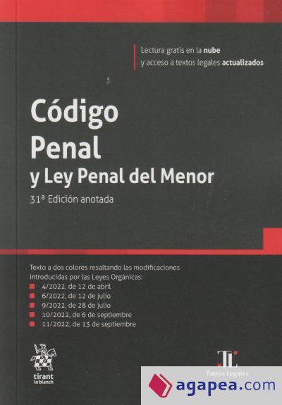 Código Penal y Ley Penal del Menor 31ª Edición anotada 2022