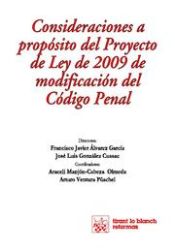 Portada de Consideraciones a propósito del Proyecto de Ley de 2009 de modificación del Código Penal