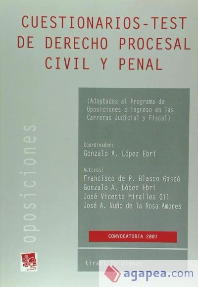 Cuestionarios Test de Derecho Procesal Civil y Penal