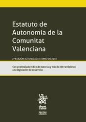 Portada de Estatuto de Autonomía de la Comunitat Valenciana 2ª Edición 2016