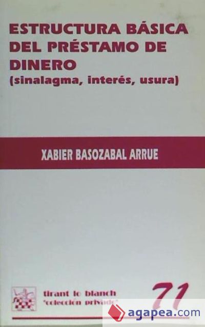 Estructura básica del préstamo de dinero (sinalagma, interés, usura)