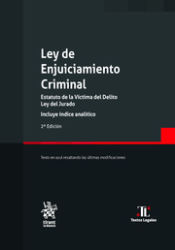 Portada de Ley de enjuiciamiento criminal. Estatuto de la Víctima del Delito Ley del Jurado Incluye índice analítico 2ª Edición 2022