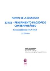 Portada de Manual de la Asignatura 33455 - Pensamiento Filosófico Contemporáneo Curso Académico 2017-2018 3ª Ed. 2017