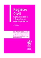 Portada de Registro Civil. Legislación básica y disposiciones complementarias 7ª Edición 2021