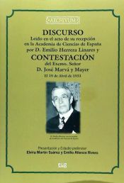 Portada de Discurso Leído en el acto de su recepción en la Academía de Ciencias de España por D. Emilio Herrera Linares y contestación del Excmo. Señor D. José Marvá y Mayer, el 19 de abril de 1933