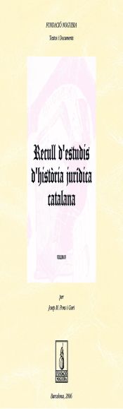 Portada de Recull d'estudis d'història jurídica catalana