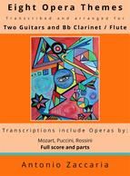 Portada de Eight opera themes transcribed and arranged for two guitars and Bb clarinet / flute (Ebook)