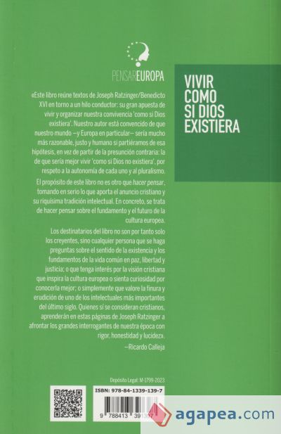 Vivir como si Dios existiera "Una propuesta para Europa" Vivir como si Dios existiera "Una propuesta para Europa"