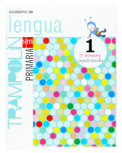 Portada de Cuaderno de Lengua. Cuadrícula. 1 Primaria, 2 Trimestre. Proyecto Trampolín