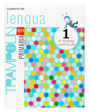 Portada de Cuaderno de Lengua. Cuadrícula. 1 Primaria, 3 Trimestre. Proyecto Trampolín