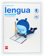 Portada de Cuaderno de lengua, Cuadrícula. 1 Primaria, 1 Trimestre. Conecta con Pupi