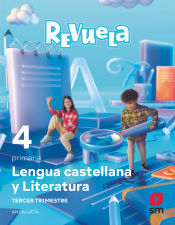 Portada de Lengua Castellana y Literatura . 4 Primaria. Revuela. Trimestres. Andalucía