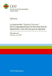 Portada de La instrucción Dignitas Personae"" de la Congregación para la Doctrina de la fe Significado y valor del concepto de dignidad""