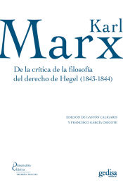 Portada de De la crítica de la filosofía del derecho de Hegel (1843-1844)