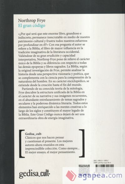 GRAN CÓDIGO, EL. cult . Una lectura mitológica y literaria de la Biblia GRAN CÓDIGO, EL. cult . Una lectura mitológica y literaria de la Biblia