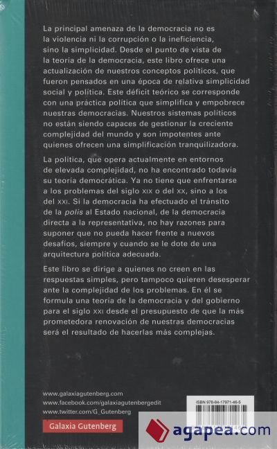 Una Teoria De La Democracia Compleja Daniel Innerarity 9788417971465 4419