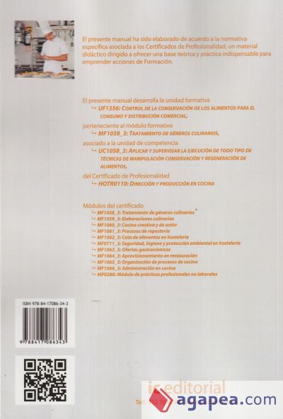 Control de la conservaci&oacute;n de los alimentos para el consumo y distribuci&oacute;n comercial. HOTR0110 - Direcci&oacute;n y producci&oacute;n en cocina