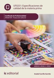 Portada de Especificaciones de calidad de la materia prima. ARGN0109 - Producción editorial