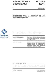 Portada de Norma Técnica Colombiana NTC-ISO 19011. Directrices para la auditoría de los sistemas de gestión (Ebook)