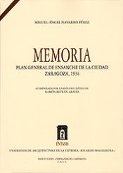 Portada de Memoria Plan General de Ensanche de la ciudad de Zaragoza