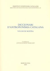 Portada de Diccionari d'antroponímia catalana. Volum de mostra