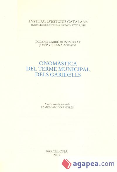 Onomàstica delterme municipal dels Garidells
