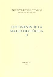 Portada de Documents de la secció filològica, II