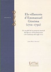 Portada de Els Villancets d'Emmanuel Gònima (1712-1792) [Música impresa] : un model de la transició musical del Barroc al Preclassicisme a la Catalunya del segle XVIII / Jordi Rifé i Santaló [ed.]