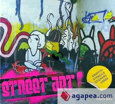 Street art. Graffiti, stencils, stickers, logos