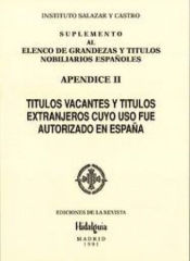 Portada de Suplemento elenco grandezas y... nobiliarios españoles. Apéndice II