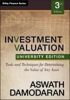 Portada de Investment Valuation: Tools and Techniques for Determining the Value of Any Asset, University Edition