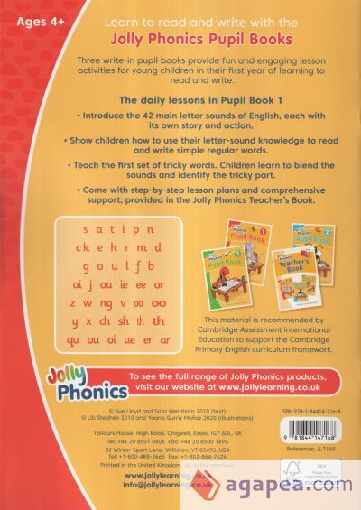 JOLLY PHONICS 1 ST 20 - SARA WERNHAM; SUE LLOYD - 9781844147168 - JOLLY ...