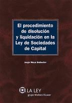 Portada de El procedimiento de disolución y liquidación en la Ley de Sociedades de Capital (Ebook)