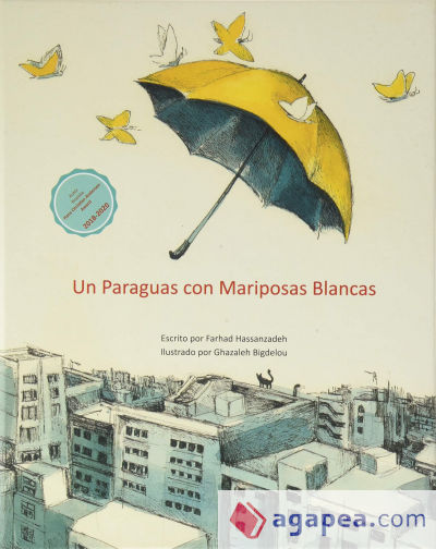 Un paraguas con mariposas blancas