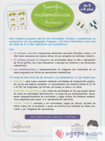 TRIUNFAR EN MATEMATICAS CON MONTESSORI Y LA PEDAGOGIA SINGAPUR - LAROUSSE  EDITORIAL; DELPHINE URVOY - 9788418100291 - LAROUSSE