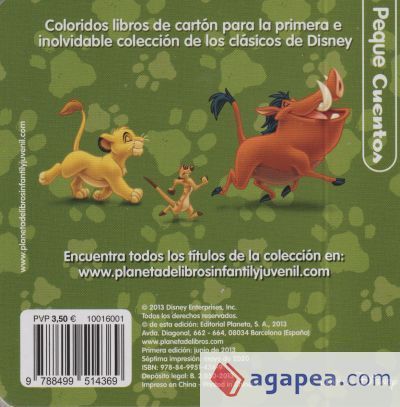 El Rey Le&oacute;n. Pequecuentos