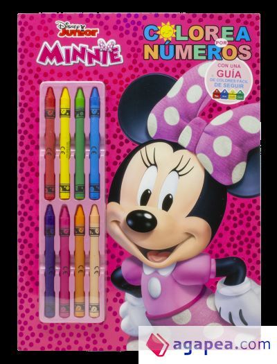 Minnie. Colorea por n&uacute;meros con ceras: Con 8 ceras de colores