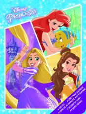 Portada de Princesas. Caja met&aacute;lica. Rapunzel, Ariel y Bella