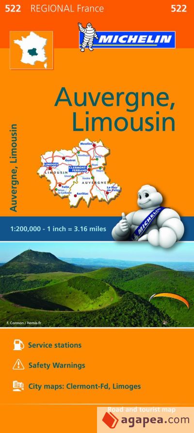 Michelin Regional Maps: France: Auvergne, Limousin Map 522