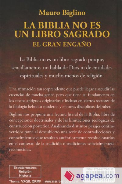 La Biblia no es un Libro Sagrado