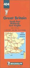 Mapa Great Britain. South East, Midlands, East Anglia