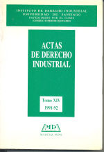 Portada de Actas de derecho industrial y derecho de autor. Tomo XIV (1991-1992)