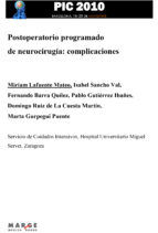 Portada de Postoperatorio programado de neurocirugía: complicaciones (Ebook)